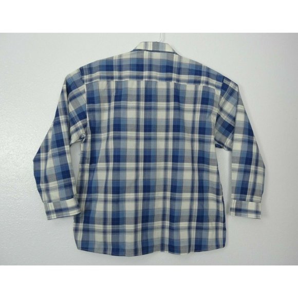 J. G. HOOK Mens Shirt XL Long Sleeve Button Up Plaid Blue White - Picture 4 of 8